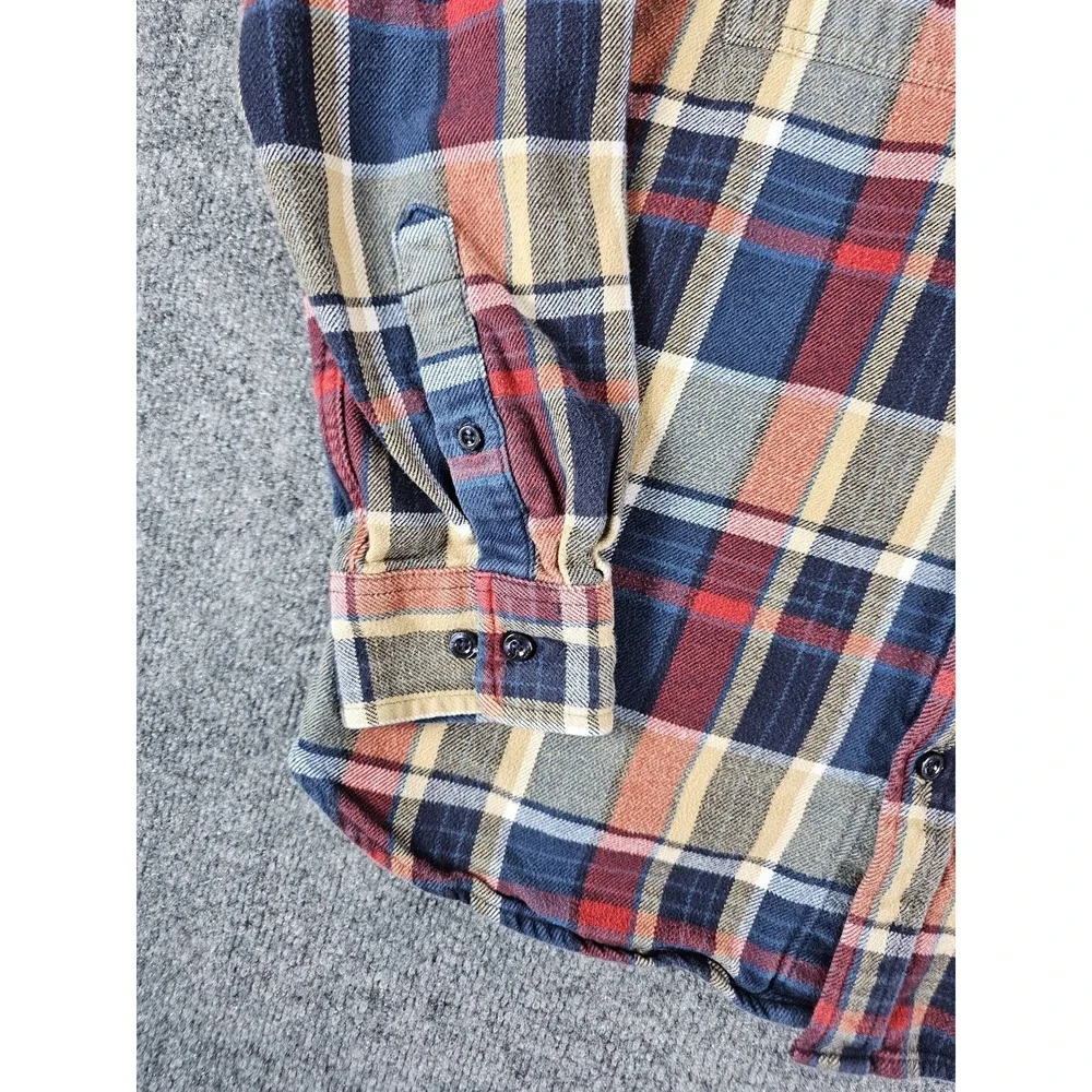 North Face Shirt Mens Large Blue Red Yellow Plaid‎ Flannel Button Up Outdoors